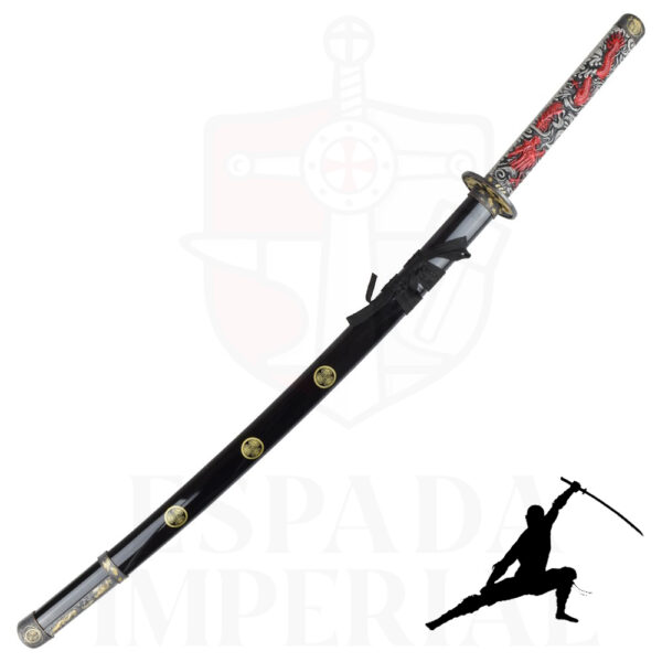 KATANA DECORATIVA MANGO DRAGÓN ROJA - Imagen 2