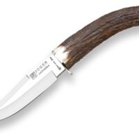 CUCHILLO DE CAZA JOKER LUCHADERA, MANGO ASTA DE CIERVO, HOJA DE 11 CM. FUNDA DE CUERO