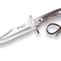 CUCHILLO DE CAZA "JOKER BOWIE" CON PUÑO... CUCHILLO DE CAZA JOKER BOWIE CON PUÑO... CUCHILLO DE CAZA JOKER BOWIE CON PUÑO...     CUCHILLO DE CAZA JOKER BOWIE CON PUÑO DE CIERVO Y HOJA DE 16 CM. FUNDA DE CUERO