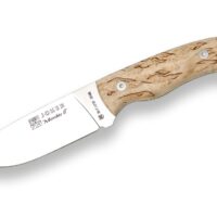 CUCHILLO DE MONTE ENTERIZO CON CACHAS DE ABEDUL RIZADO Y HOJA DE 11 CM