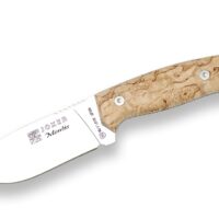 CUCHILLO DE MONTE ENTERIZO CON CACHAS DE ABEDUL RIZADO Y HOJA DE 10,5 CM