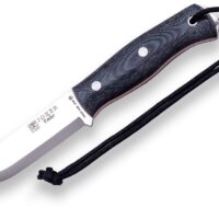 CUCHILLO BUSHCRAFT Y SUPERVIVENCIA "JOKER EMBER" FILO SCANDI MANGO DE MICARTA CANVAS NEGRA