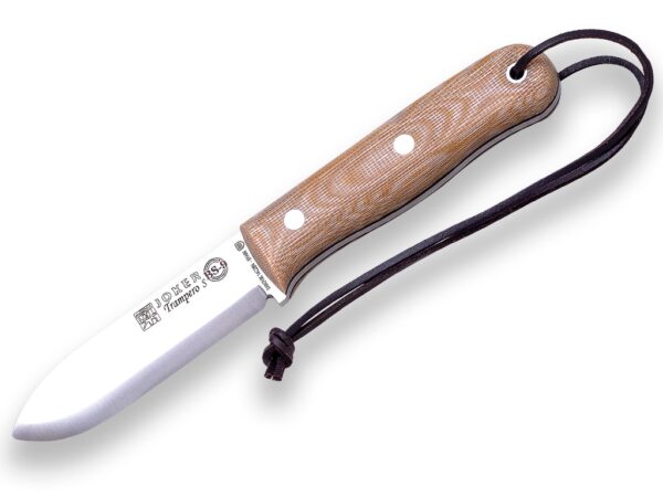 CUCHILLO BUSHCRAFT Y SUPERVIVENCIA "JOKER TRAMPERO SCANDI "EN MICARTA BEIGE.