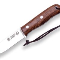 CUCHILLO BUSHCRAFT Y SUPERVIVENCIA "JOKER BS9 TRAMPERO". ACERO SANDVIK 14C28N, MANGO MADERA DE NOGAL, HOJA 10 CM. CON FUNDA VAQUETILLA