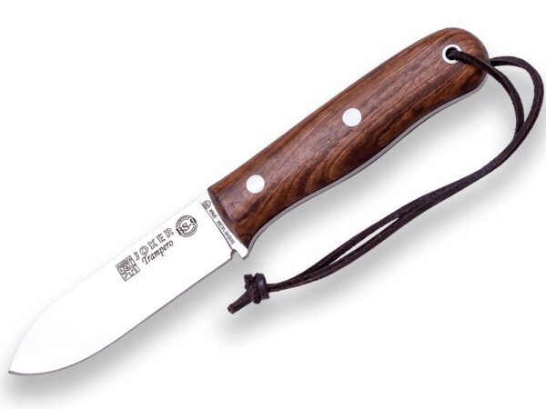 CUCHILLO BUSHCRAFT Y SUPERVIVENCIA "JOKER BS9 TRAMPERO". ACERO SANDVIK 14C28N, MANGO MADERA DE NOGAL, HOJA 10 CM. CON FUNDA VAQUETILLA