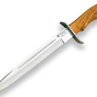 CUCHILLO DE REMATE "JOKER CHAMOÍS", PUÑO DE OLIVO, HOJA DE 25,5 CM.FUNDA DE CUERO
