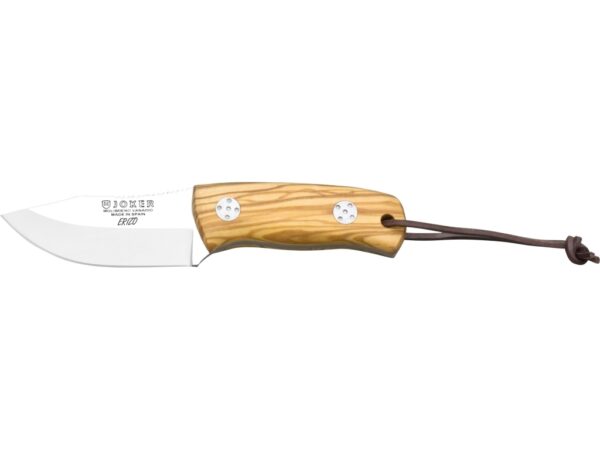 CUCHILLO BUSHCRAFT "JOKER ERIZO"CON CACHAS EN MADERA DE OLIVO Y HOJA INOX DE 7,5 CM.