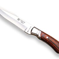 CUCHILLO DE CAZA "JOKER IBICE", MANGO MADERA ROJA Y HOJA DE 15 CM ACERO INOX. FUNDA DE CUERO.