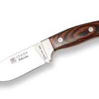 CUCHILLO DE MONTE CON VIROLA CACHAS DE MADERA ROJA PRENSADA Y HOJA DE 10 CM