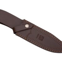 CUCHILLO DE CAZA "JOKER GAMO", MANGO MADERA ROJA Y HOJA 13 CM INOX MOVA. FUNDA DE CUERO. - Imagen 2