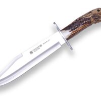 CUCHILLO DE CAZA "JOKER BOWIE 25", MANGO CIERVO TALLADO A MANO.