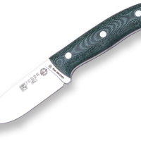 CUCHILLO BUSHCRAFT Y SUPERVIVENCIA JOKER BS9 URSUS. ACERO BÖHLER N695, MANGO CANVAS MICARTA, HOJA 10 CM. FUNDA VAQUETILLA CON FERROCERIO
