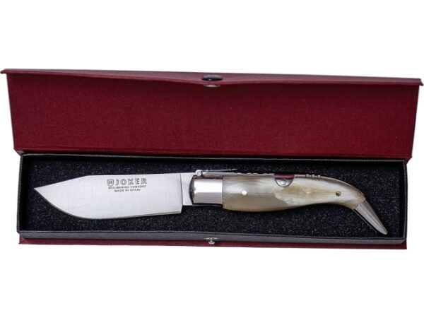 NAVAJA PASTORA CON PUÑO EN ASTA DE TORO Y HOJA 8 CM. INCLUYE ESTUCHE. - Imagen 2