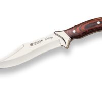 CUCHILLO DE CAZA JOKER ANTÍLOPE, MANGO DE OLIVO Y HOJA 19,5 CM.FUNDA DE CUERO.