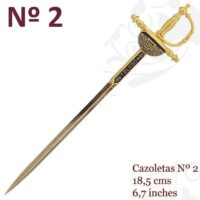 MINI ESPADA DAMASQUINADA Nº2 CAZOLETA. ORO DE TOLEDO 24K - Imagen 2