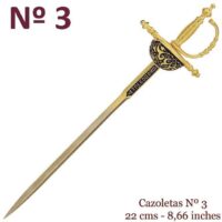 MINI ESPADA DAMASQUINADA Nº3 CAZOLETA. ORO DE TOLEDO 24K - Imagen 2