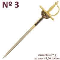 MINI ESPADA DAMASQUINADA Nº3 CAZOLETA. ORO DE TOLEDO 24K