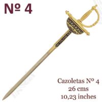 MINI ESPADA DAMASQUINADA Nº4 CAZOLETA. ORO DE TOLEDO 24K - Imagen 2