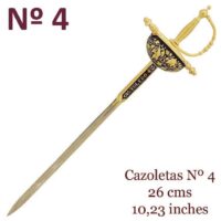 MINI ESPADA DAMASQUINADA Nº4 CAZOLETA. ORO DE TOLEDO 24K