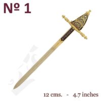 MINI ESPADA DAMASQUINADA Nº1 VELA. ORO DE TOLEDO 24K - Imagen 2