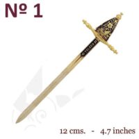 MINI ESPADA DAMASQUINADA Nº1 VELA. ORO DE TOLEDO 24K