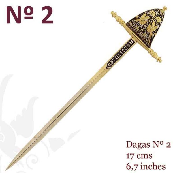 MINI ESPADA DAMASQUINADA Nº2 VELA. ORO DE TOLEDO 24K