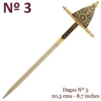 MINI ESPADA DAMASQUINADA Nº3 VELA. ORO DE TOLEDO 24K