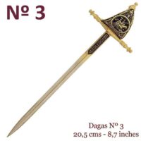 MINI ESPADA DAMASQUINADA Nº3 VELA. ORO DE TOLEDO 24K - Imagen 2