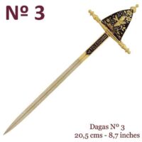 MINI ESPADA DAMASQUINADA Nº3 VELA. ORO DE TOLEDO 24K - Imagen 3
