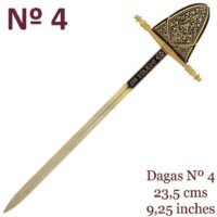 MINI ESPADA DAMASQUINADA Nº4 VELA. ORO DE TOLEDO 24K