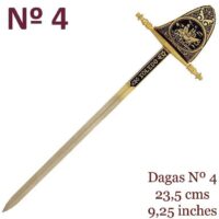 MINI ESPADA DAMASQUINADA Nº4 VELA. ORO DE TOLEDO 24K - Imagen 3
