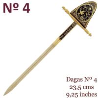 MINI ESPADA DAMASQUINADA Nº4 VELA. ORO DE TOLEDO 24K - Imagen 2