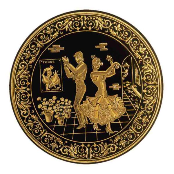 PLATO DAMASQUINADO 10CM, ORO DE TOLEDO 24K - Imagen 2