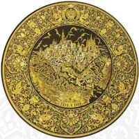 PLATO DAMASQUINADO 35CM, ACABADO ESPECIAL, ORO DE TOLEDO 24K