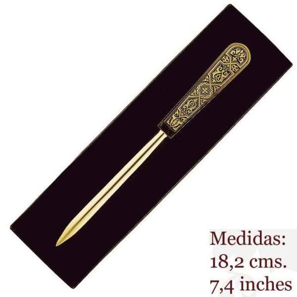 ABRECARTAS DAMASQUINADO. ORO TOLEDO 24K - Imagen 5