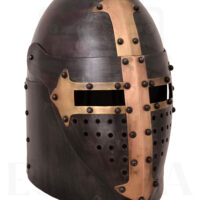 Casco Templario con visera plegable (acabado antiguo)