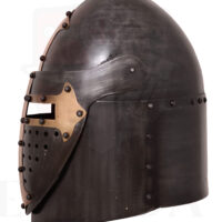 Casco Templario con visera plegable (acabado antiguo) - Imagen 2