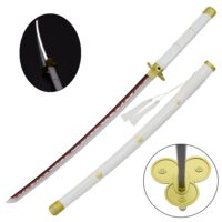 KATANA ENMA BLANCA DE ZORO, HOJA DE ACERO Y LUZ LED, ONE PIECE
